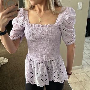 Square neck peplum top